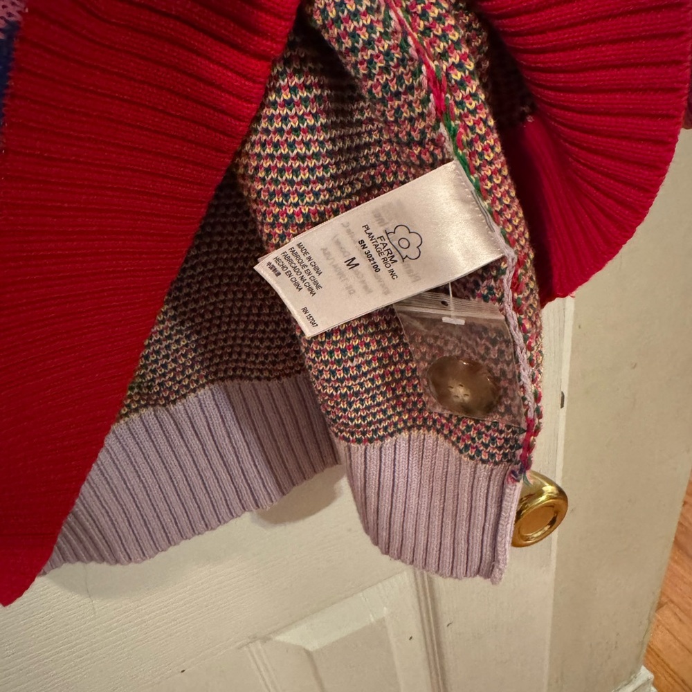 Farm Rio  Leopard Print Button-Up Cardigan Sweater - Pink Multi - Picture 4 of 6